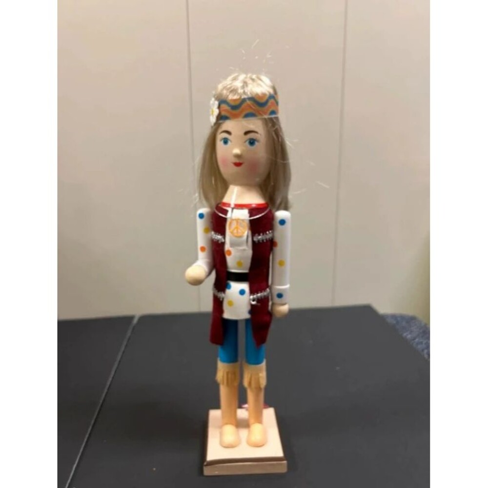 Ashland 16 Inch Wooden Female Hippie Girl Nutcracker Peace Necklace